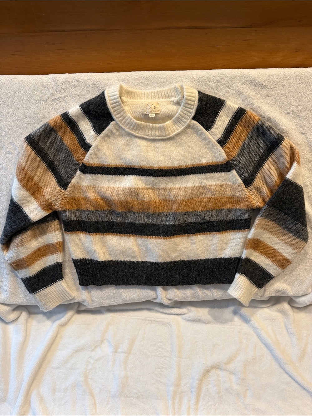 Thread & Supply Striped Crewneck Sweater in Cream, Black & Tan